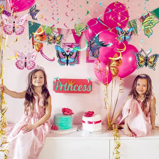 36 Pcs Spring Butterfly Hanging Swirl Decoration Party Streamer Hanging Ceiling Butterfly Decorations for Spring Summer Wedding Home Garden Girl Birthday Baby Shower Tea Party {3}