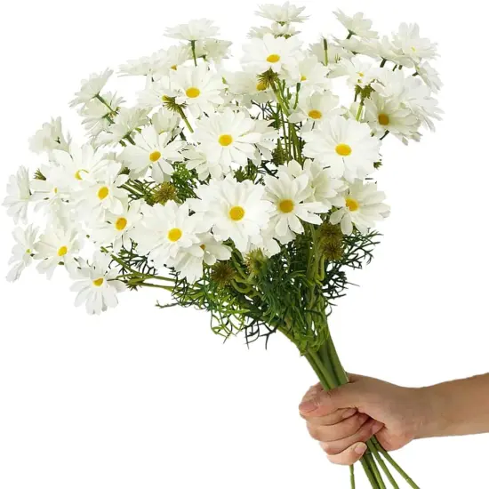 15 Bundles Artificial Flowers White Artificial Daisy Flowers UV Resistant Outdoor Fake Wildflowers with Stems Faux Greenery Shrubs Plants Arrangements for Wedding Decoration Home Garden Decoration {1}