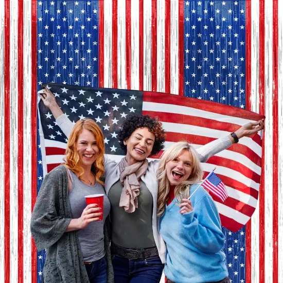 Patriotic America Tinsel Foil Fringe Curtains - 2 Pack Red, White & Blue Independence Day Memorial Day Veteran Party Photo Booth Decorations {2}