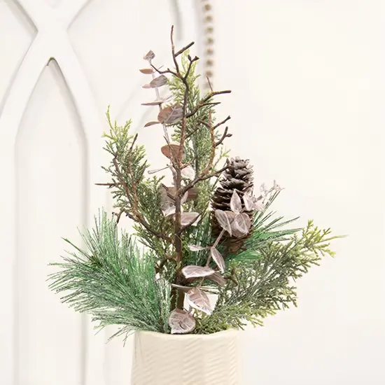 Icy Woodland Pine Eucalyptus Pick with Pinecones 17.5 Inches for Winter Decor {2}
