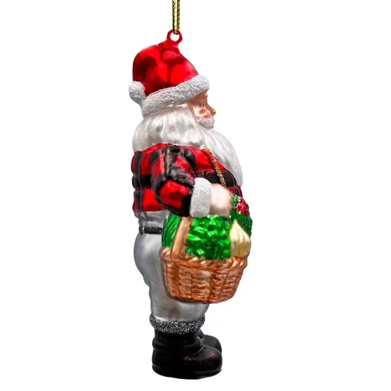 Wholesome Santa the Vegetable Farmer Glass Christmas Ornament, Farm Style Holding Potatoes, Lettuce, and Tomatoes {5}