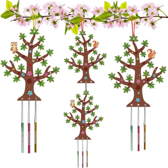 10 Pack Spring Wind Chime Kit for Kids Make You Own Spring Tree Wind Chime Wooden Arts and Crafts for Girls Boys {1}