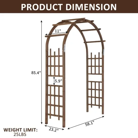7FT Wooden Garden Arbor Arch & Pergola with Trellis {6}