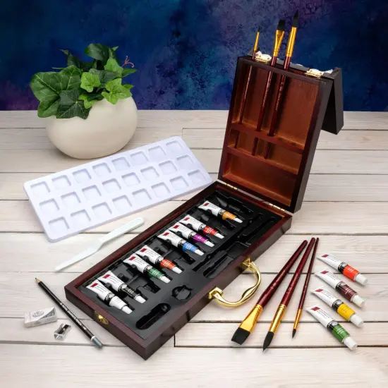 RSET-WAT2020 | Essentials&trade; 24pc Watercolor Painting Long Handle Travel Art Set {4}