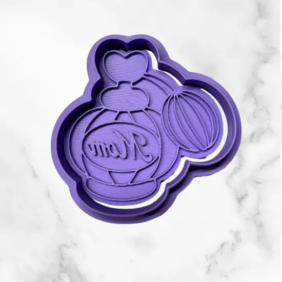 Mothers Day Perfume Bottle Cookie Cutterw Stamp | {1}