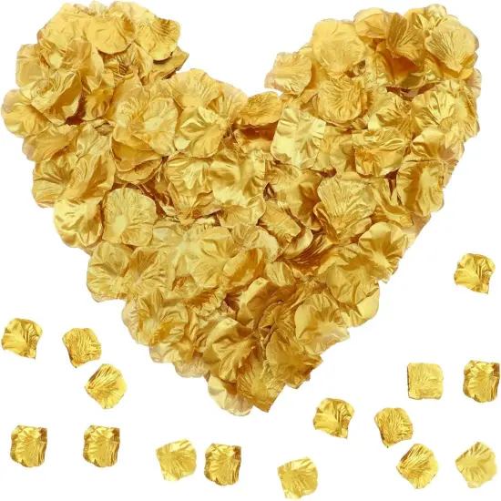 300PCS Fake Rose Petals, Gold Silk Rose Petals, for Romantic Night Romantic Festive Atmosphere Creation for Marriage Proposal Wedding Valentine's Day Decoration Party Activities {1}