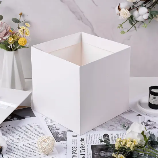 Medium Gift Box with Lids, Ribbon and Paper Filler, for Birthdays, Mother's Day, Bridal Showers, Weddings, Baby Showers - Collapsible, 8.7", 1 Pack, White {3}