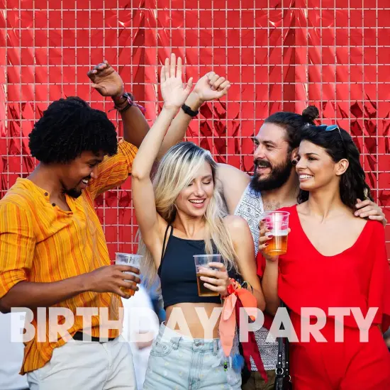 2 Pcs Red Foil Fringe Square Curtain Backdrop - Blue Streamers Party Decorations, Sequin Square Curtain Photo Backdrop Props for Birthday Party Graduation Bachelorette Wedding Decor, 3.3 x 6.6 Ft {3}