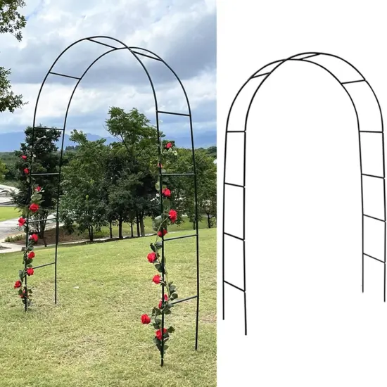 7'8" Adjustable Metal Garden Arch Trellis Plant Support {3}