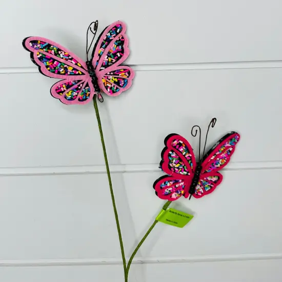 24" Pink Butterfly Spray - Vibrant Artificial Floral Accent - Perfect for Home Decor, Weddings, Parties, and Crafts-63286PK {4}