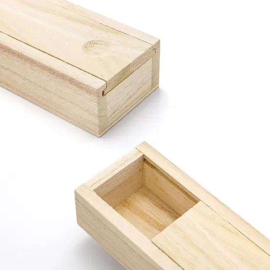 16 Pack Unfinished Wood Box with Sliding Lid, Small Narrow Pencil Box Rectangular Keepsake Case Small Gift Boxes for Art Hobbies, DIY Craft, Jewelry Necklace Storage {2}