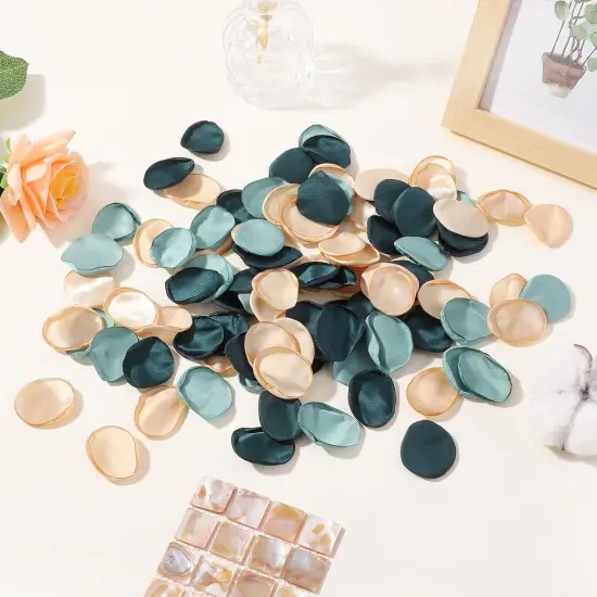 400 Pcs Silk Rose Petals Artificial Flower Petals for Wedding Flower Girl Basket Aisle Scatter Dinner Table Centerpieces Party Bridal Shower Romantic Night Decoration (Green) {4}