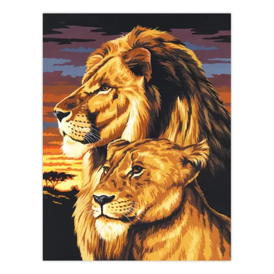 PCS3 | Painting by numbers&trade; 10pc 9" x 12" Lion & Lioness Canvas Painting Project {2}