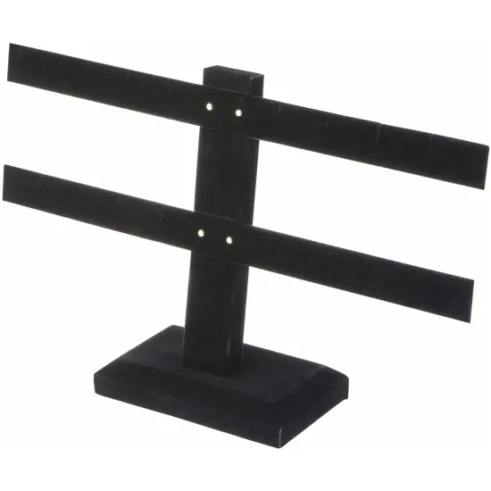 Plymor Black Velvet Double T-Bar, Eight Pair Earring Display Stand, 10.25" W x 6.5" H {1}