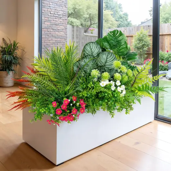 20 Pcs Artificial Plants Outdoor Fake UV Resistant Artificial Flowers Greenery Stems Boston Fern Faux Shrubs Plastic Plants for Garden Porch Planter Window Box Home Decor {4}