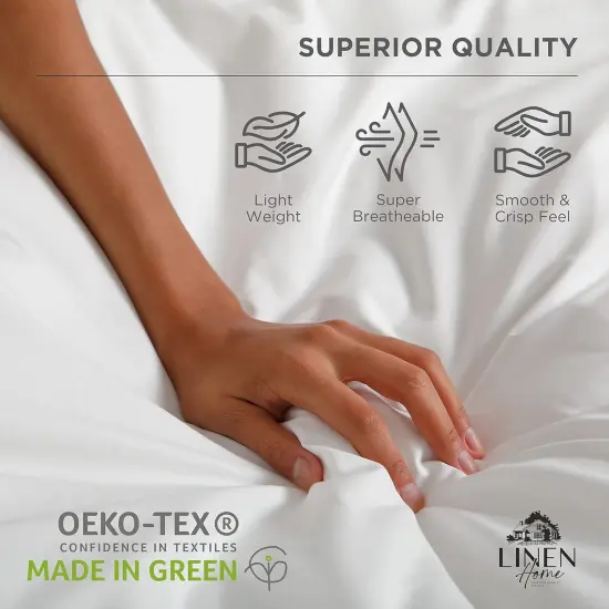 100% Cotton Percale Pillowcases King Size, White, 2 Pieces of Pillow Case, Crisp and Cool Strong Bed Linen {5}