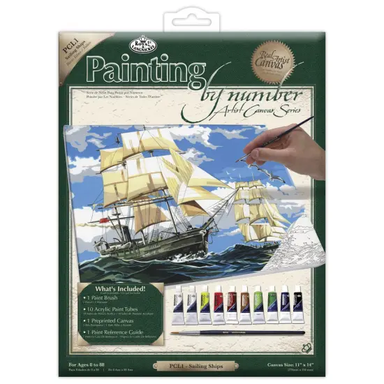 PCL1 | Painting by numbers&trade; 13pc 11" x 14" Sailing Ships Canvas Painting Project {1}
