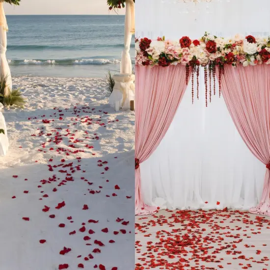 2000PCS Artificial Silk Rose Petals Fake Rose Decoration for Romantic Night, Wedding, Event, Party,Proposal Anniversary,Flower Decoration Wedding Party Color Red Rose Petals Red & White {2}