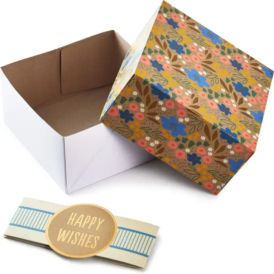 Boxes 3-Pack Assorted Sizes (Flowers and Stripes) for Birthdays, Bridal Showers, Mother's Day, Best Friends, Gifts for Her, Wrapped Treats and Cookies {5}