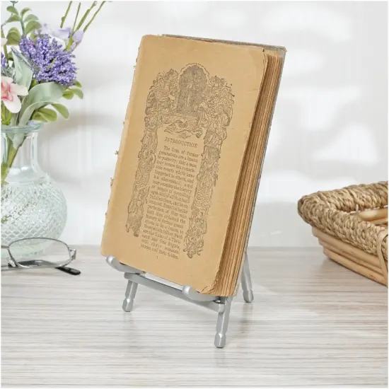 Bard's Satin Silver-toned Metal Easel, 7" H x 4.25" W x 4.5" D {4}