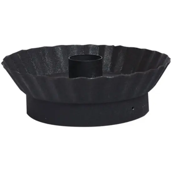 Black Metal Taper Candle Pan and Fluted Design with Strap Base for Decor {1}