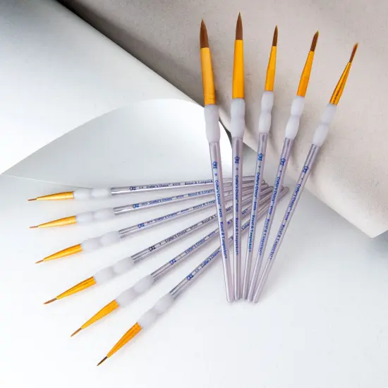 RCC 309 | Crafter's Choice&trade; 11pc Brown Taklon Round Brush Set {5}