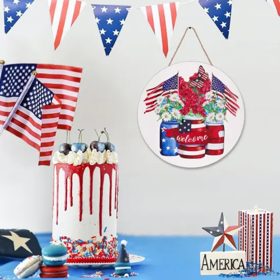 4th of July Welcome Front Door Sign Patriotic Door {2}