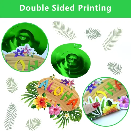 FRIDAY NIGHT 36pcs Luau Aloha Party Hanging Swirl Decorations Hawaiian Tropical Flower Palm Flamingo Sign Foil Ceiling Decor {2}