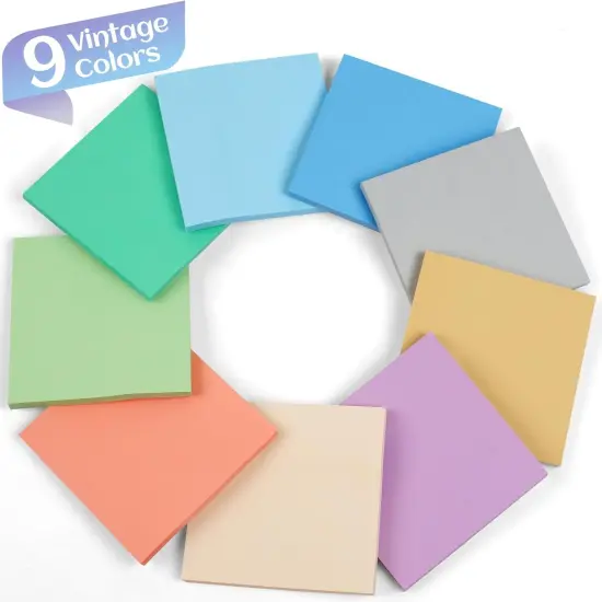 18 Pads Sticky Notes, Aesthetic Sticky Notes, 9 Colors of Neutral Notes for Office, School, Home Desks, and More, 50 Sheets/Pad {2}