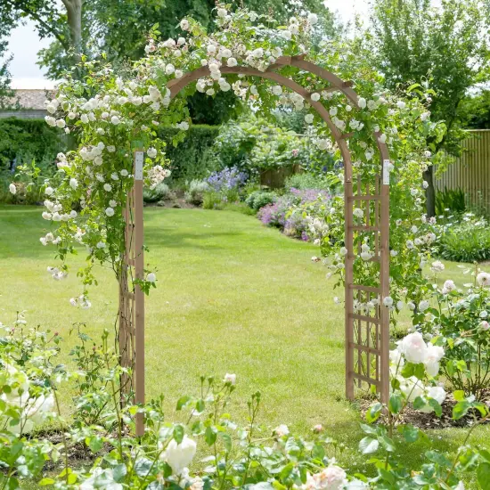 7FT Wooden Garden Arbor Arch & Pergola with Trellis {5}