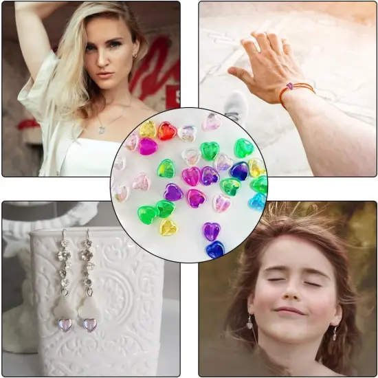 300 PCS Heart Beads, AB Acrylic Bead Heart Beads, for Jewelry Making DIY Bracelet arrings {2}