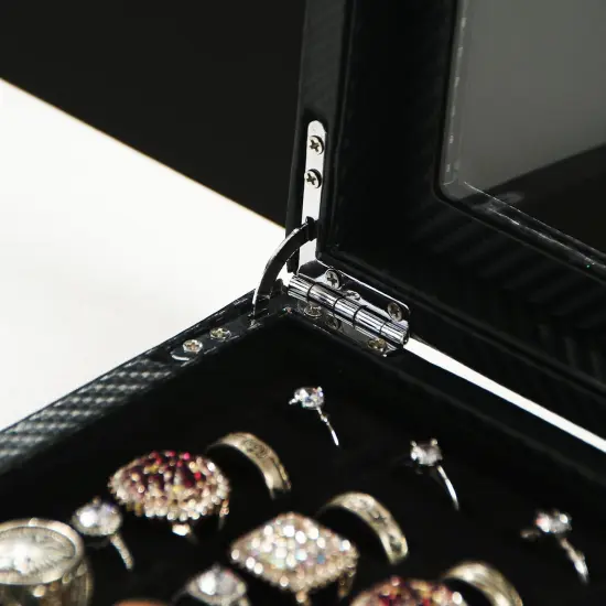 ,49 Slots Cufflink Storage Tray with Glass Rings Display Jewelry Storage {3}