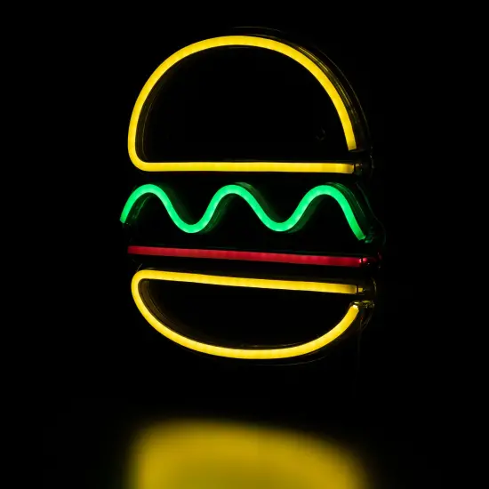 Northlight LED Hamburger Neon Lighted Wall Art - 11.75" Yellow {6}