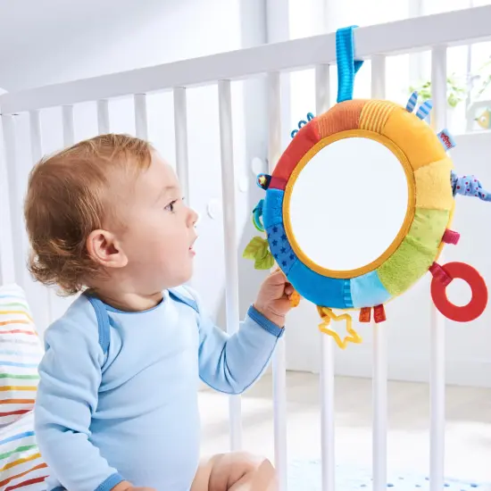 HABA Rainbow Baby Mirror for Tummy Time - Developmental Infant Toy for 6-12 Months - Baby Sensory Toy for Baby Gifts 6 Months and Up Multicolor {4}