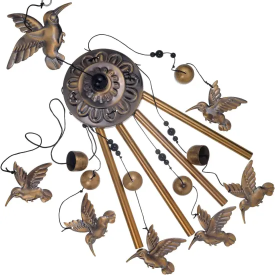 Hummingbird Wind Chimes for Garden, Gifts for Mom, Home, Balconies, Room, Patio, Indoor, Outdoor Decoration, Wind Catcher, Bronze Memorial Wind Bell, Bird Wind Chimes Decor {3}