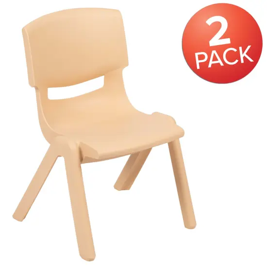 Emma and Oliver 2 Pack Plastic Stackable School Chair with 10.5"H Seat, Preschool Chair Red {7}