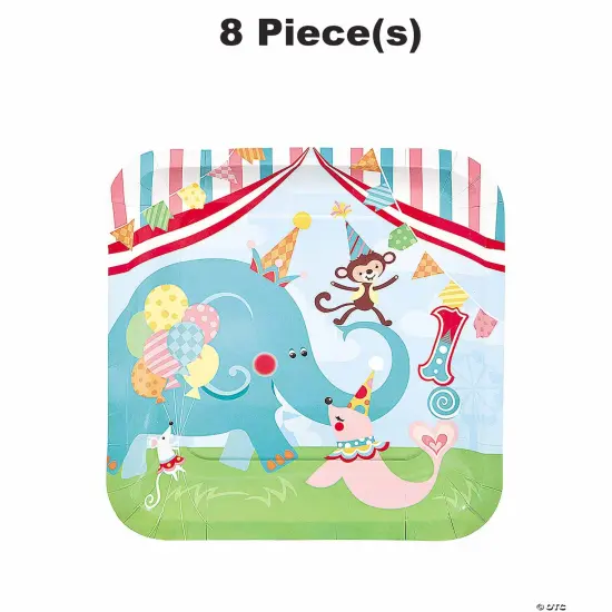 1st Birthday Circus Party Paper Dinner Plates - 8 Ct. {1}