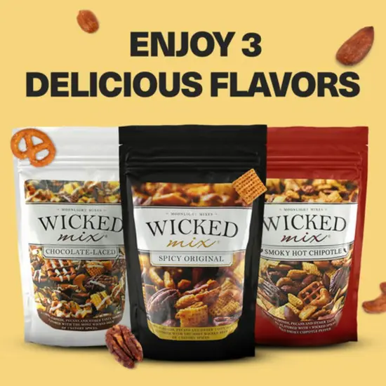 Wicked Mix Snack Mix with Mixed Nuts, Sweet and Salty Trail Mix Snack Packs with Almonds, Cashews, Pretzels, Pecans - Healthy Snacks Zero Trans Fat (Original Mix, Pack of 3) {3}