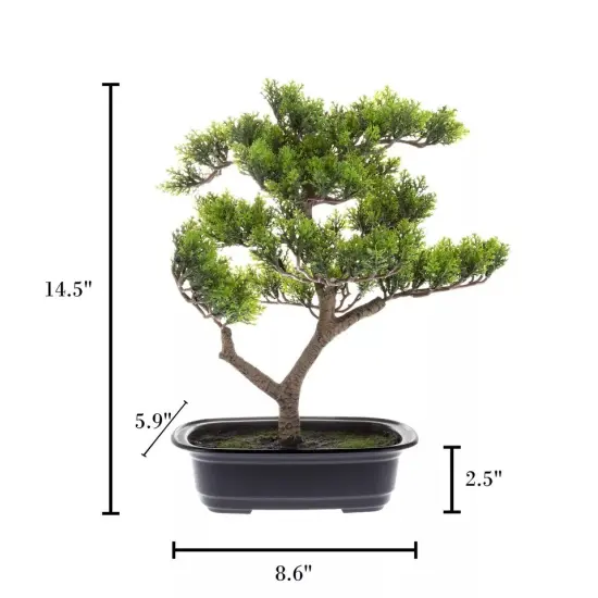 14.5" Faux Pine Bonsai Tree Realistic Artificial Topiary for Home Desk Tables {4}