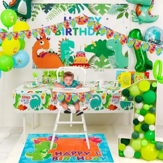 Little Dino 1st Birthday High Chair Decorating Kit 2 Pieces {4}