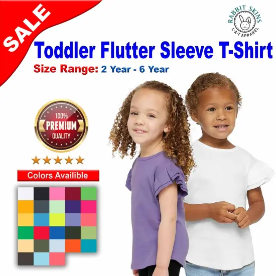 Rabbit Skins&reg; Toddler Flutter Sleeve T-Shirt Black {2}