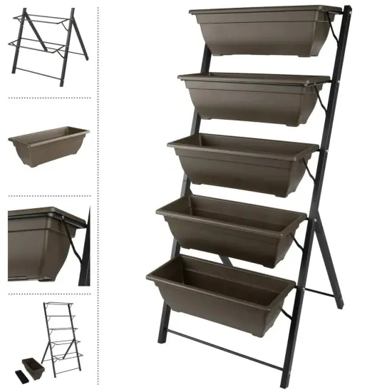 Raised Garden Beds 5 Tier Vertical Garden Planter for Outdoor Plants (Brown) {2}