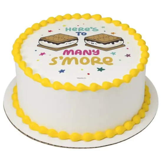 Here&rsquo;s to Many S&rsquo;more Edible Cake Topper Image 7.5" Round {1}