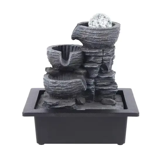 Indoor Tabletop Water Fountain with LED Light Portable Ornament Waterfall w/ LED {1}