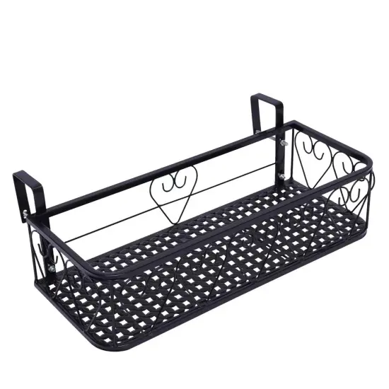 Balcony Railing Hanging Basket Shelf Flower Pot Stand Holder Potted Plants Rack {1}