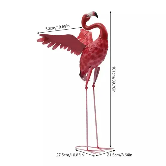 Gift Outdoor Yard Lawn Statue Metal Bird Pink&Red Flamingo Garden Sculpture {2}