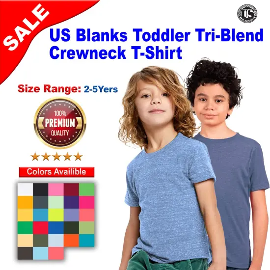 US Blanks&reg; Toddler Tri-Blend Crewneck T-Shirt Tri red {2}
