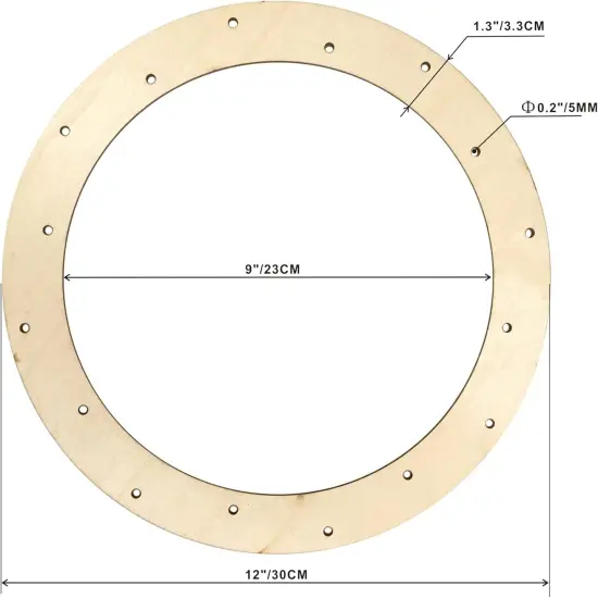 12 Inch 6 Pack Unfinished Wooden Wreath frame Rings Crafts Hanging Floral Hoop Garland Wood Wreath Frames for Home Decor (0.18 inch Thick,with 16 Holes) {2}