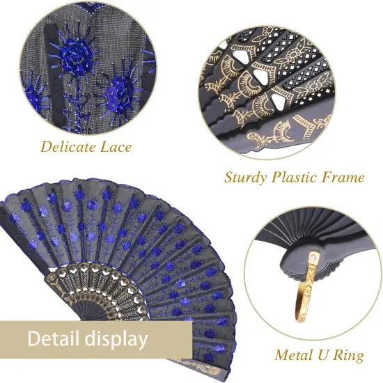 10 Pack Fabric Folding Handheld Fans {2}