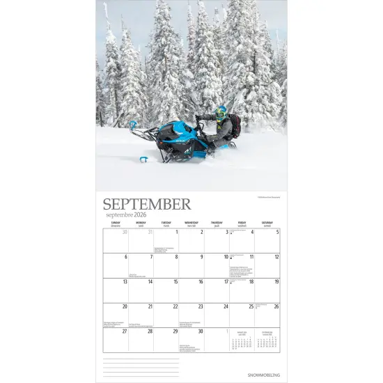 Snowmobiling | 2026 12 x 24 Inch (Hanging) Monthly Square Wall Calendar {4}